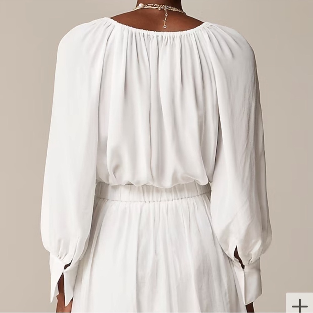 J. Crew Collection sheer gathered top in white size Large NWT CA613 - Picture 2 of 10